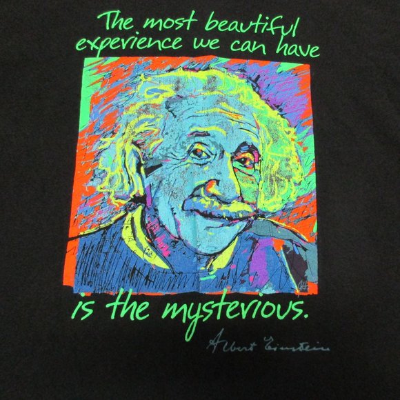 Vintage Albert Einstein T-Shirt Men's Size Medium Black Made in USA - Picture 2 of 7